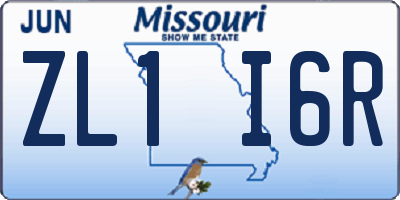 MO license plate ZL1I6R