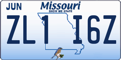 MO license plate ZL1I6Z