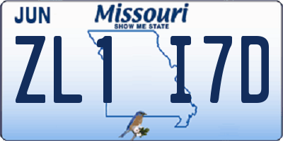 MO license plate ZL1I7D
