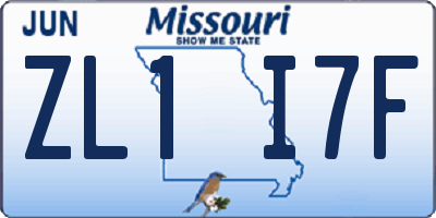 MO license plate ZL1I7F
