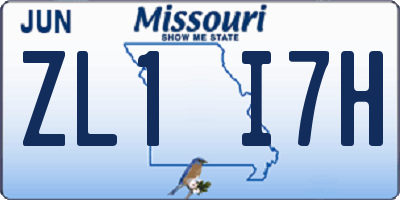 MO license plate ZL1I7H