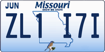 MO license plate ZL1I7I