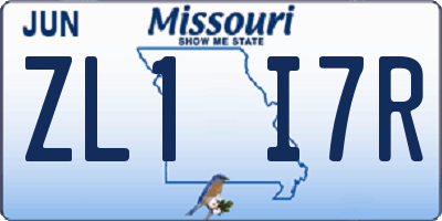 MO license plate ZL1I7R