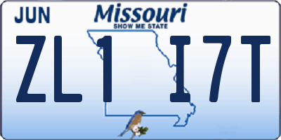 MO license plate ZL1I7T
