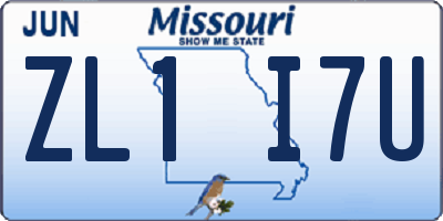 MO license plate ZL1I7U