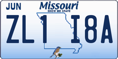 MO license plate ZL1I8A