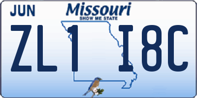 MO license plate ZL1I8C