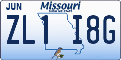 MO license plate ZL1I8G