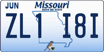 MO license plate ZL1I8I
