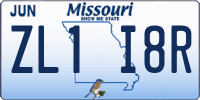 MO license plate ZL1I8R