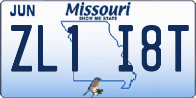 MO license plate ZL1I8T