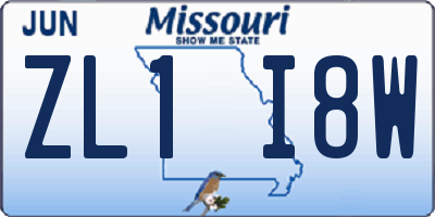 MO license plate ZL1I8W