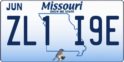 MO license plate ZL1I9E