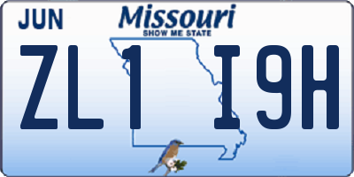 MO license plate ZL1I9H