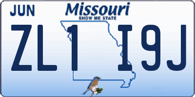 MO license plate ZL1I9J
