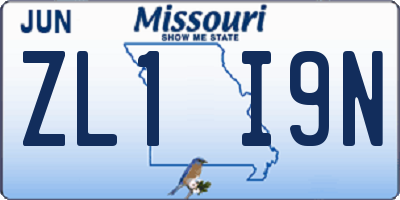 MO license plate ZL1I9N