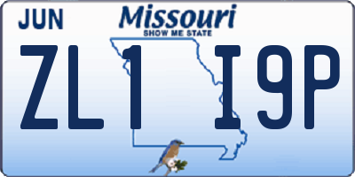 MO license plate ZL1I9P