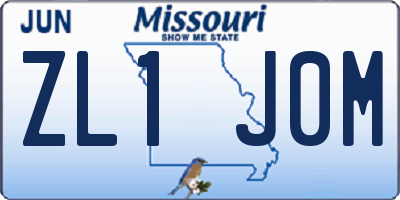 MO license plate ZL1J0M