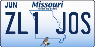 MO license plate ZL1J0S