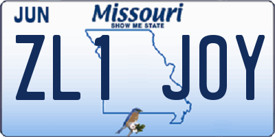 MO license plate ZL1J0Y