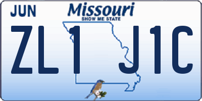 MO license plate ZL1J1C
