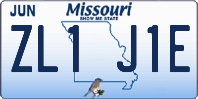 MO license plate ZL1J1E