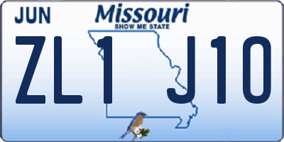 MO license plate ZL1J1O