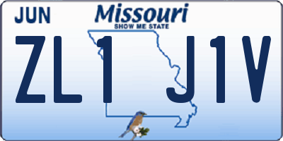 MO license plate ZL1J1V