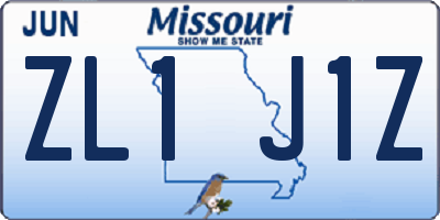 MO license plate ZL1J1Z