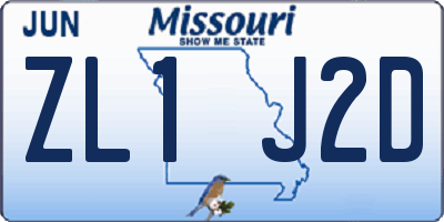 MO license plate ZL1J2D
