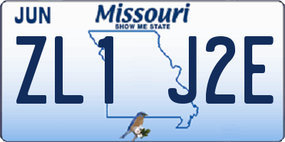 MO license plate ZL1J2E