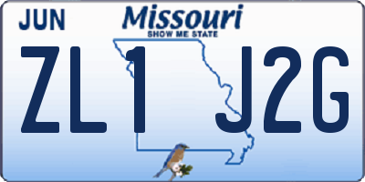 MO license plate ZL1J2G