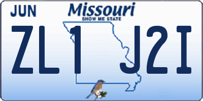 MO license plate ZL1J2I