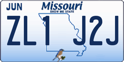 MO license plate ZL1J2J