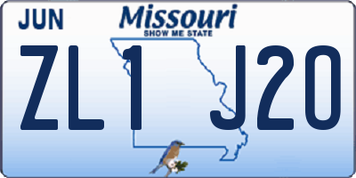 MO license plate ZL1J2O