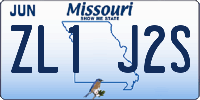 MO license plate ZL1J2S