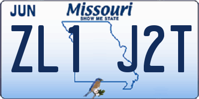 MO license plate ZL1J2T