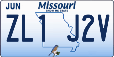 MO license plate ZL1J2V