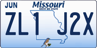 MO license plate ZL1J2X