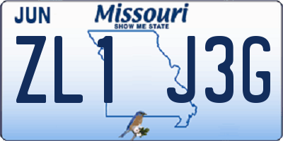 MO license plate ZL1J3G