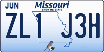 MO license plate ZL1J3H