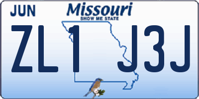 MO license plate ZL1J3J