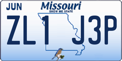 MO license plate ZL1J3P