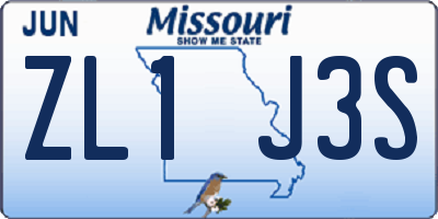 MO license plate ZL1J3S