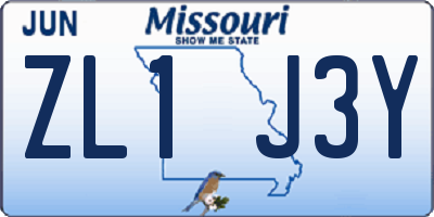 MO license plate ZL1J3Y