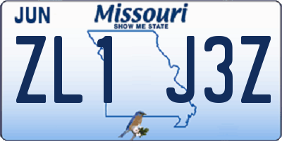 MO license plate ZL1J3Z