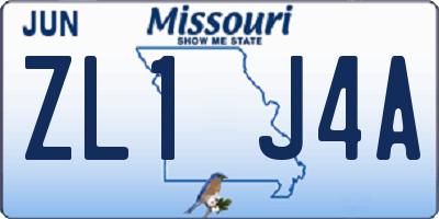 MO license plate ZL1J4A
