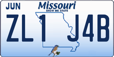 MO license plate ZL1J4B