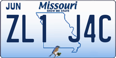 MO license plate ZL1J4C