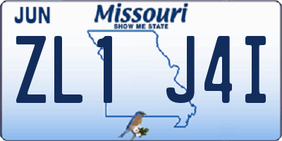 MO license plate ZL1J4I
